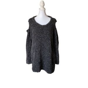 Venus Cold Shoulder Metallic Sweater